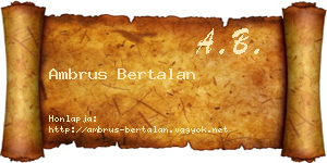 Ambrus Bertalan névjegykártya