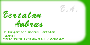 bertalan ambrus business card